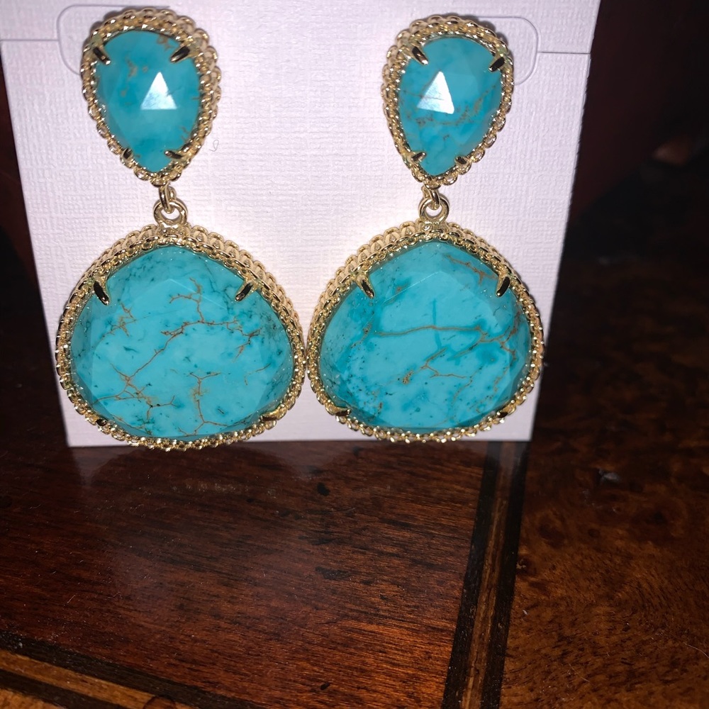 Kendra Scott Penny Turquoise and Gold Earrings